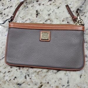 Dooney & Bourke Gray and Tan Leather Wristlet
